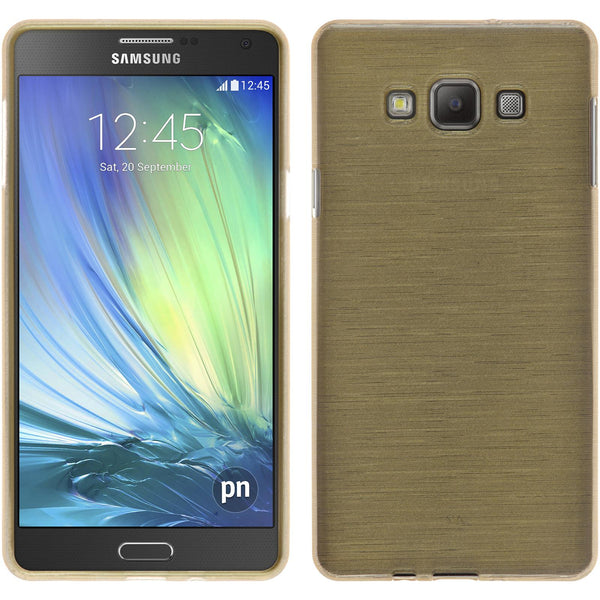 PhoneNatic Case kompatibel mit Samsung Galaxy A7 (A700) - gold Silikon Hülle brushed + 2 Schutzfolien