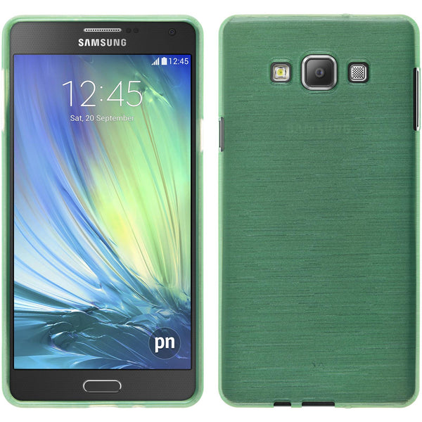 PhoneNatic Case kompatibel mit Samsung Galaxy A7 (A700) - grün Silikon Hülle brushed + 2 Schutzfolien