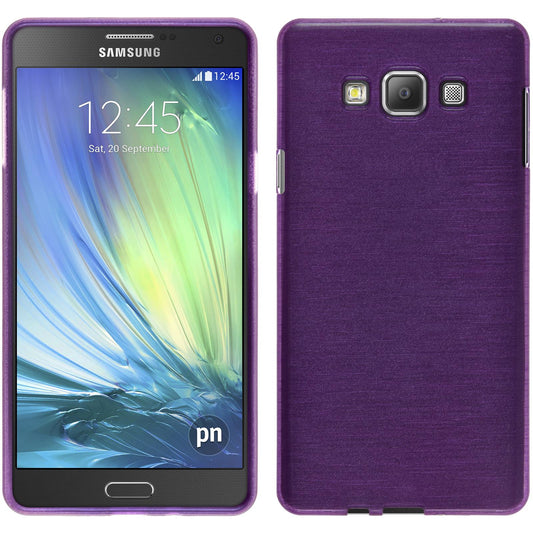 PhoneNatic Case kompatibel mit Samsung Galaxy A7 (A700) - lila Silikon Hülle brushed + 2 Schutzfolien