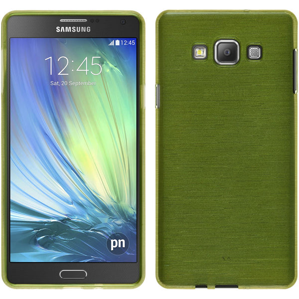 PhoneNatic Case kompatibel mit Samsung Galaxy A7 (A700) - pastellgrün Silikon Hülle brushed + 2 Schutzfolien