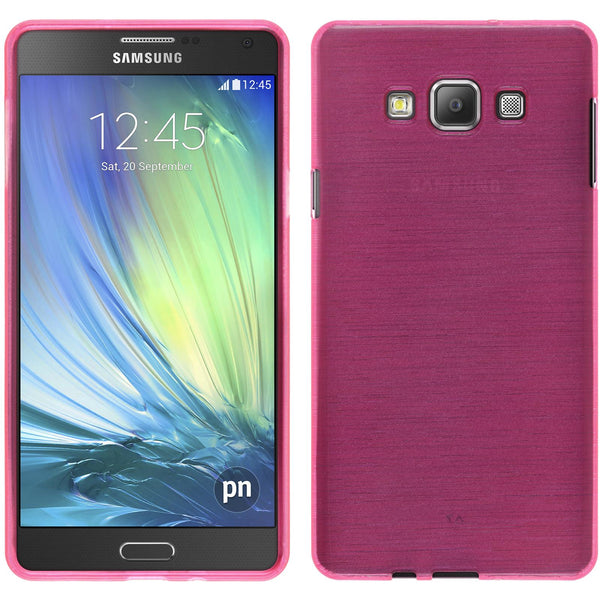 PhoneNatic Case kompatibel mit Samsung Galaxy A7 (A700) - pink Silikon Hülle brushed + 2 Schutzfolien