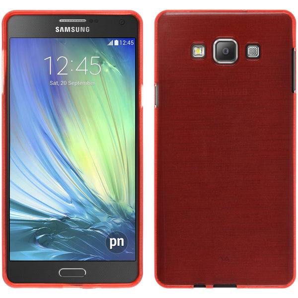 PhoneNatic Case kompatibel mit Samsung Galaxy A7 (A700) - rot Silikon Hülle brushed + 2 Schutzfolien