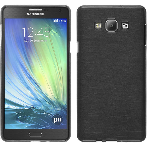 PhoneNatic Case kompatibel mit Samsung Galaxy A7 (A700) - silber Silikon Hülle brushed + 2 Schutzfolien