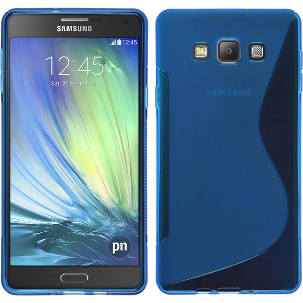 PhoneNatic Case kompatibel mit Samsung Galaxy A7 (A700) - blau Silikon Hülle S-Style + 2 Schutzfolien