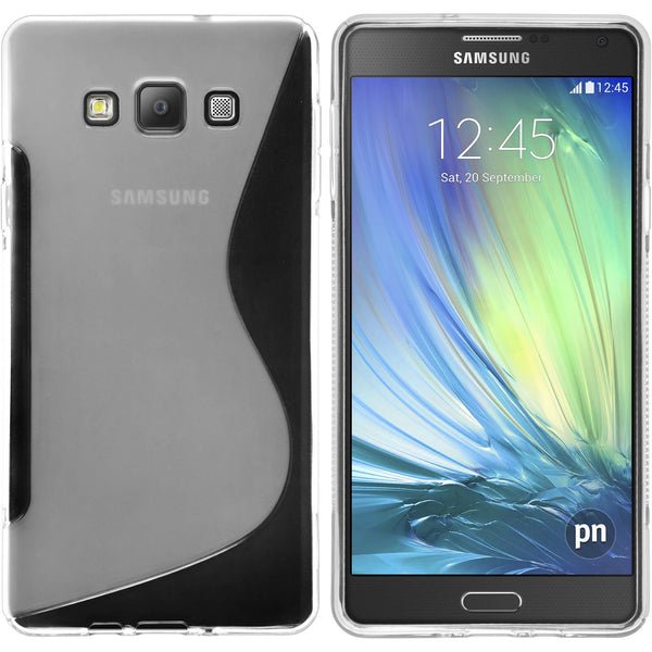 PhoneNatic Case kompatibel mit Samsung Galaxy A7 (A700) - clear Silikon Hülle S-Style + 2 Schutzfolien