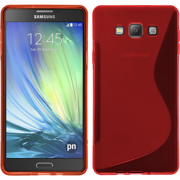 PhoneNatic Case kompatibel mit Samsung Galaxy A7 (A700) - rot Silikon Hülle S-Style + 2 Schutzfolien