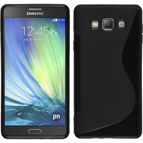PhoneNatic Case kompatibel mit Samsung Galaxy A7 (A700) - schwarz Silikon Hülle S-Style + 2 Schutzfolien