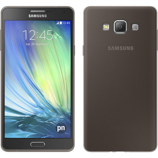 PhoneNatic Case kompatibel mit Samsung Galaxy A7 (A700) - grau Silikon Hülle Slimcase + 2 Schutzfolien