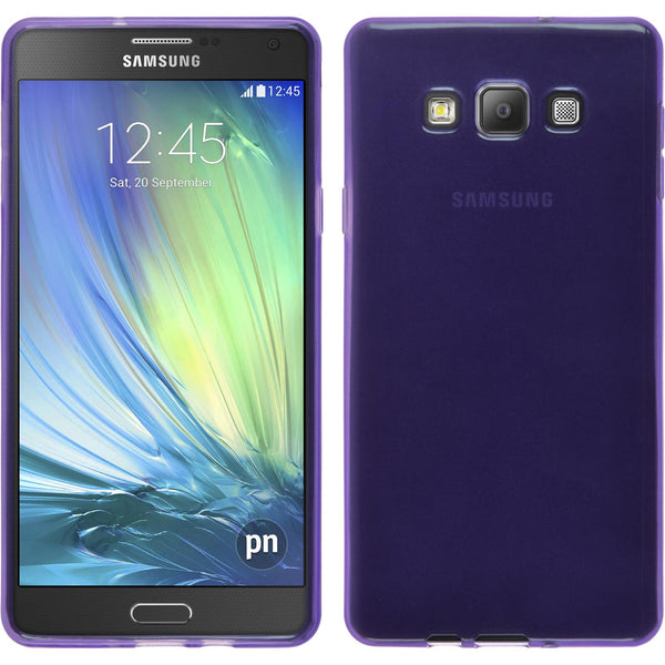 PhoneNatic Case kompatibel mit Samsung Galaxy A7 (A700) - lila Silikon Hülle transparent + 2 Schutzfolien