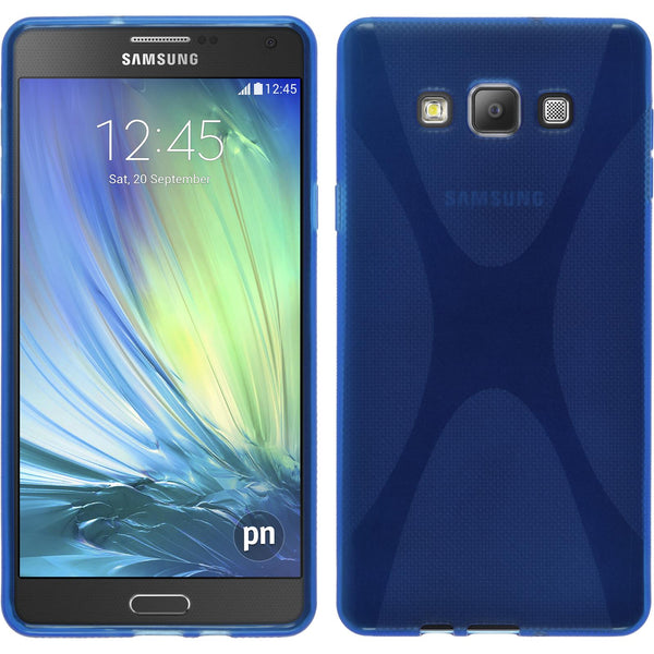 PhoneNatic Case kompatibel mit Samsung Galaxy A7 (A700) - blau Silikon Hülle X-Style + 2 Schutzfolien