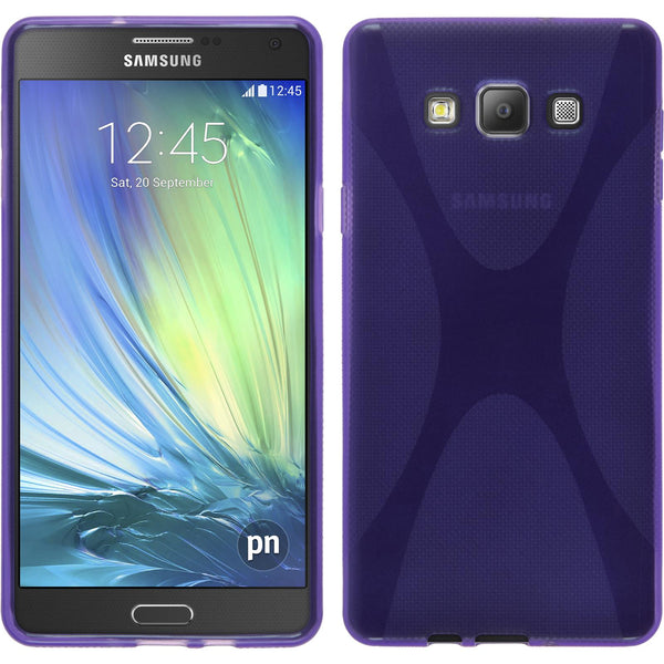 PhoneNatic Case kompatibel mit Samsung Galaxy A7 (A700) - lila Silikon Hülle X-Style + 2 Schutzfolien