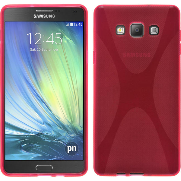 PhoneNatic Case kompatibel mit Samsung Galaxy A7 (A700) - pink Silikon Hülle X-Style + 2 Schutzfolien