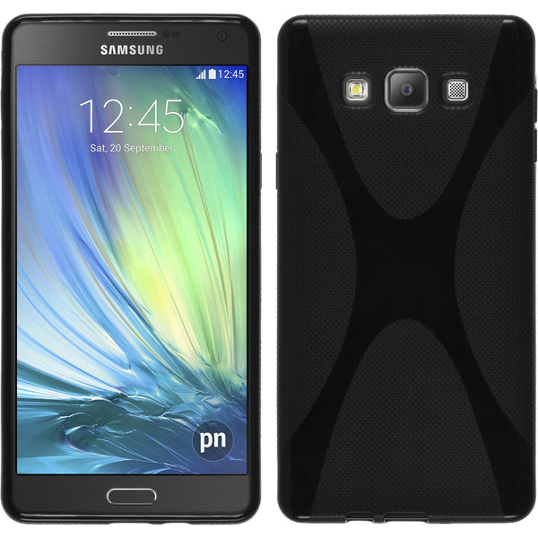 PhoneNatic Case kompatibel mit Samsung Galaxy A7 (A700) - schwarz Silikon Hülle X-Style Cover