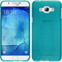PhoneNatic Case kompatibel mit Samsung Galaxy A8 (2015) - blau Silikon Hülle brushed + 2 Schutzfolien