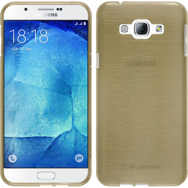 PhoneNatic Case kompatibel mit Samsung Galaxy A8 (2015) - gold Silikon Hülle brushed + 2 Schutzfolien