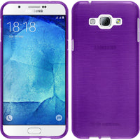 PhoneNatic Case kompatibel mit Samsung Galaxy A8 (2015) - lila Silikon Hülle brushed + 2 Schutzfolien