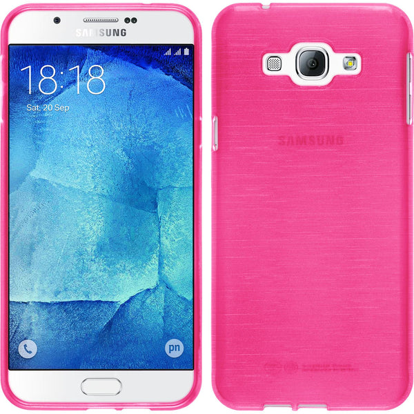 PhoneNatic Case kompatibel mit Samsung Galaxy A8 (2015) - pink Silikon Hülle brushed + 2 Schutzfolien