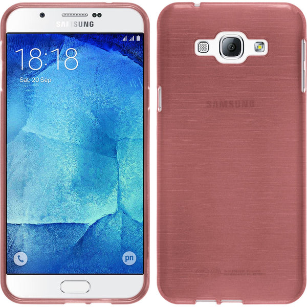 PhoneNatic Case kompatibel mit Samsung Galaxy A8 (2015) - rosa Silikon Hülle brushed + 2 Schutzfolien