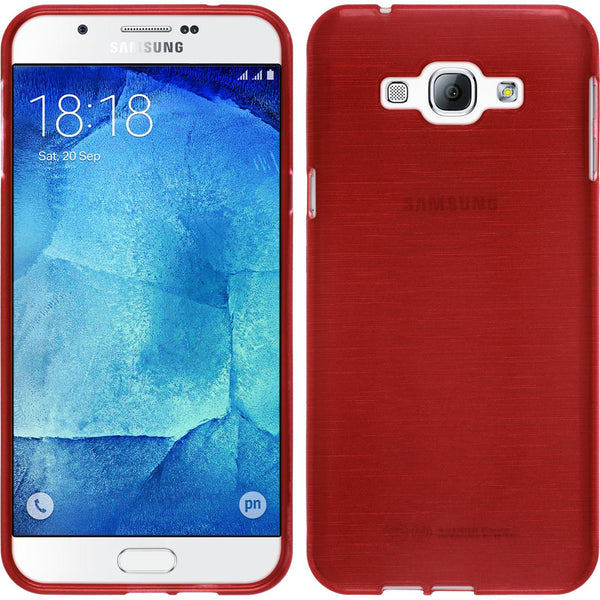 PhoneNatic Case kompatibel mit Samsung Galaxy A8 (2015) - rot Silikon Hülle brushed + 2 Schutzfolien