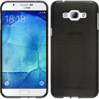 PhoneNatic Case kompatibel mit Samsung Galaxy A8 (2015) - silber Silikon Hülle brushed + 2 Schutzfolien