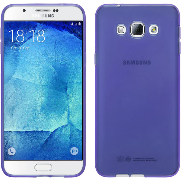 PhoneNatic Case kompatibel mit Samsung Galaxy A8 (2015) - lila Silikon Hülle transparent + 2 Schutzfolien