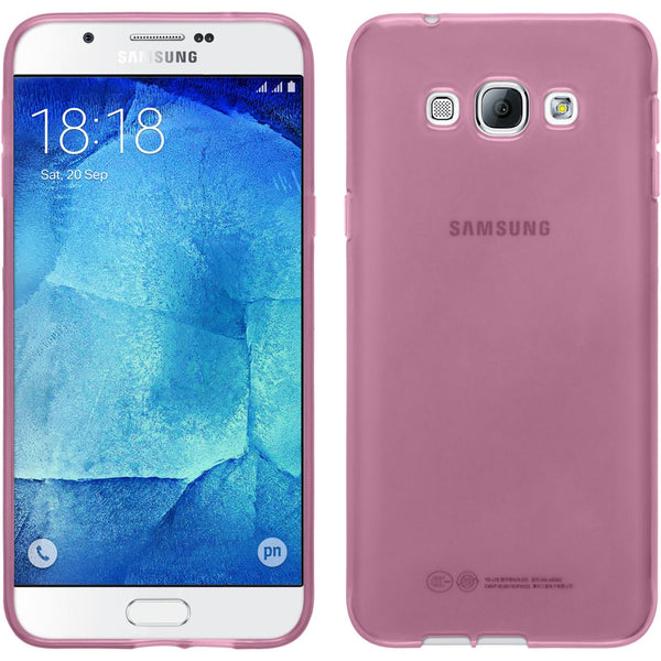PhoneNatic Case kompatibel mit Samsung Galaxy A8 (2015) - rosa Silikon Hülle transparent + 2 Schutzfolien