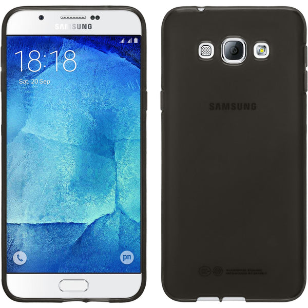 PhoneNatic Case kompatibel mit Samsung Galaxy A8 (2015) - schwarz Silikon Hülle transparent + 2 Schutzfolien