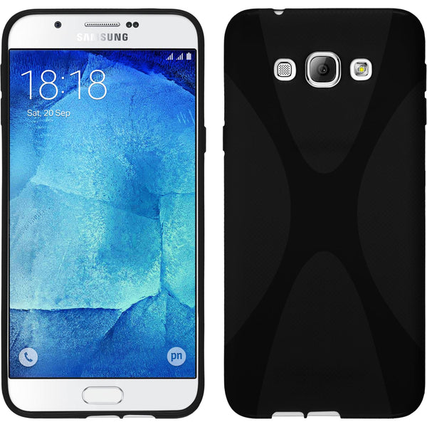 PhoneNatic Case kompatibel mit Samsung Galaxy A8 (2015) - schwarz Silikon Hülle X-Style + 2 Schutzfolien
