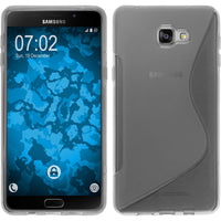 PhoneNatic Case kompatibel mit Samsung Galaxy A9 (2016) - grau Silikon Hülle S-Style Cover