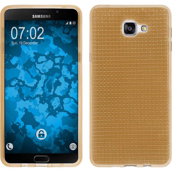 PhoneNatic Case kompatibel mit Samsung Galaxy A9 (2016) - gold Silikon Hülle Iced + 2 Schutzfolien