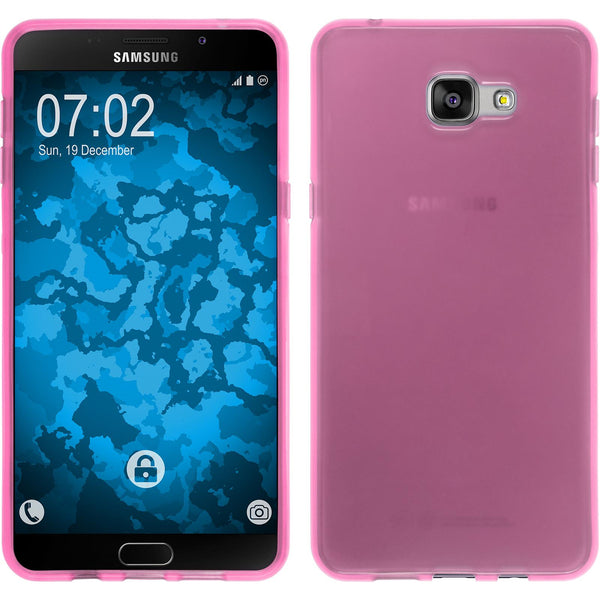 PhoneNatic Case kompatibel mit Samsung Galaxy A9 (2016) - rosa Silikon Hülle transparent + 2 Schutzfolien