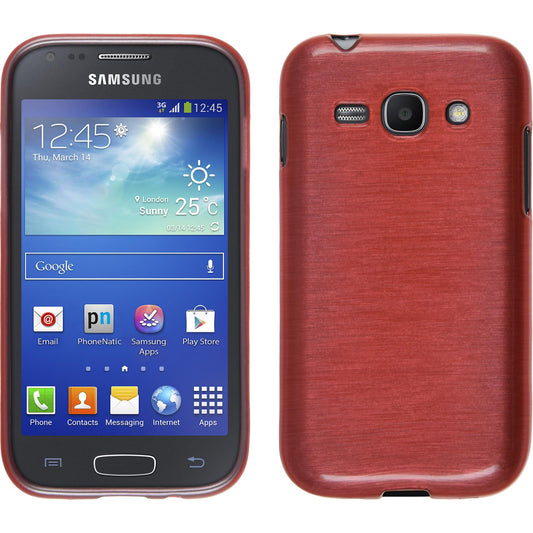 PhoneNatic Case kompatibel mit Samsung Galaxy Ace 3 - rosa Silikon Hülle brushed + 2 Schutzfolien