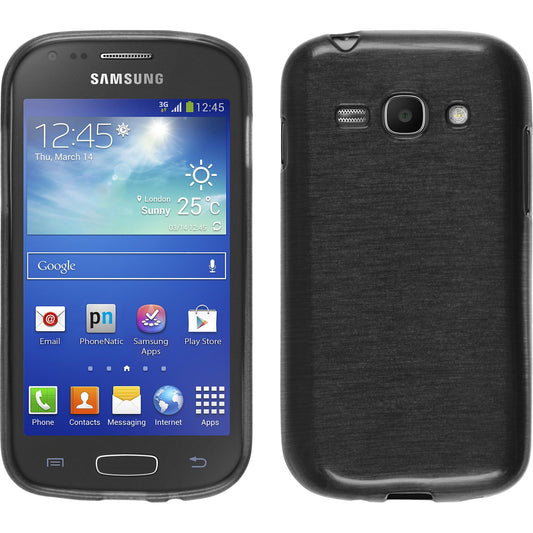 PhoneNatic Case kompatibel mit Samsung Galaxy Ace 3 - silber Silikon Hülle brushed + 2 Schutzfolien