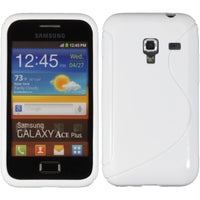 PhoneNatic Case kompatibel mit Samsung Galaxy Ace Plus - weiﬂ Silikon Hülle S-Style + 2 Schutzfolien