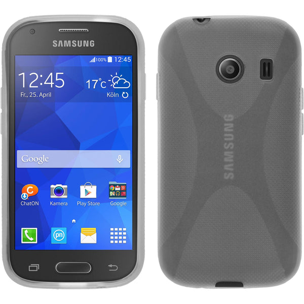 PhoneNatic Case kompatibel mit Samsung Galaxy Ace Style - clear Silikon Hülle X-Style + 2 Schutzfolien