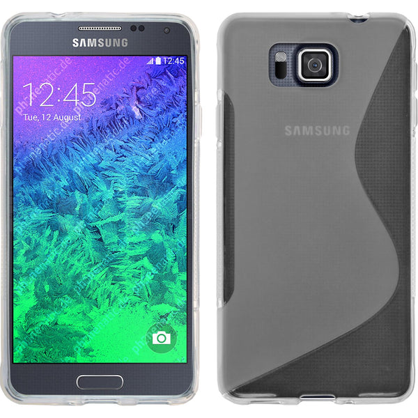 PhoneNatic Case kompatibel mit Samsung Galaxy Alpha - clear Silikon Hülle S-Style + 2 Schutzfolien