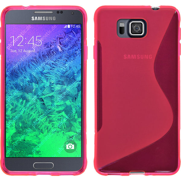 PhoneNatic Case kompatibel mit Samsung Galaxy Alpha - pink Silikon Hülle S-Style + 2 Schutzfolien