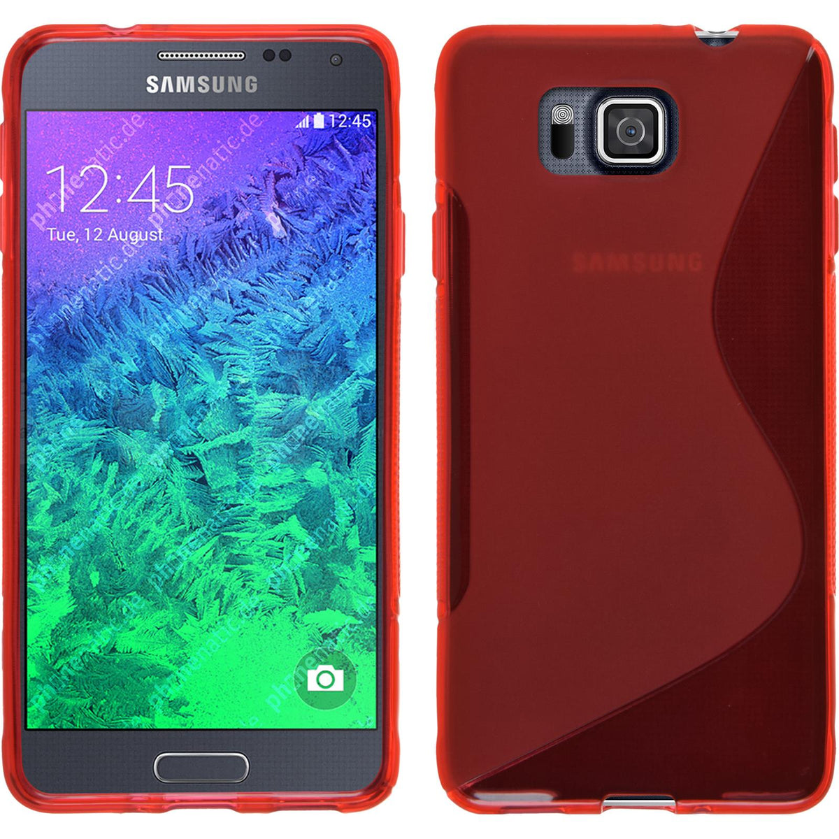 PhoneNatic Case kompatibel mit Samsung Galaxy Alpha - rot Silikon Hülle S-Style + 2 Schutzfolien
