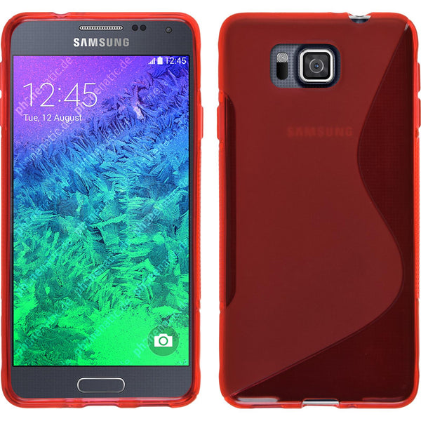 PhoneNatic Case kompatibel mit Samsung Galaxy Alpha - rot Silikon Hülle S-Style + 2 Schutzfolien