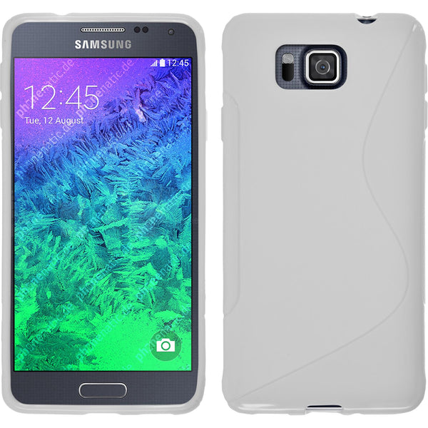 PhoneNatic Case kompatibel mit Samsung Galaxy Alpha - weiß Silikon Hülle S-Style + 2 Schutzfolien