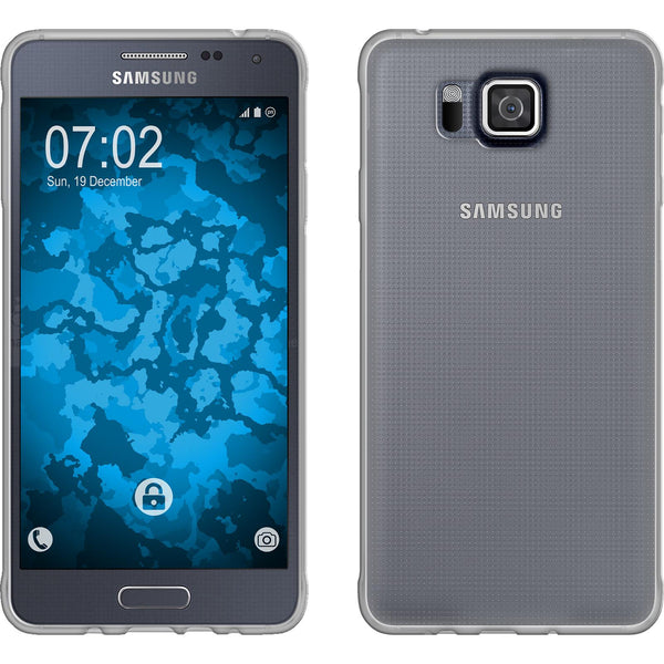 PhoneNatic Case kompatibel mit Samsung Galaxy Alpha - clear Silikon Hülle Slimcase + 2 Schutzfolien
