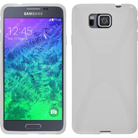 PhoneNatic Case kompatibel mit Samsung Galaxy Alpha - weiß Silikon Hülle X-Style + 2 Schutzfolien