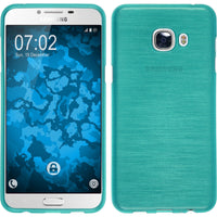 PhoneNatic Case kompatibel mit Samsung Galaxy C5 - blau Silikon Hülle brushed + 2 Schutzfolien