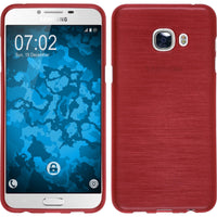 PhoneNatic Case kompatibel mit Samsung Galaxy C5 - rot Silikon Hülle brushed + 2 Schutzfolien