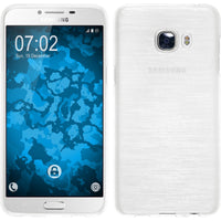 PhoneNatic Case kompatibel mit Samsung Galaxy C5 - weiﬂ Silikon Hülle brushed + 2 Schutzfolien