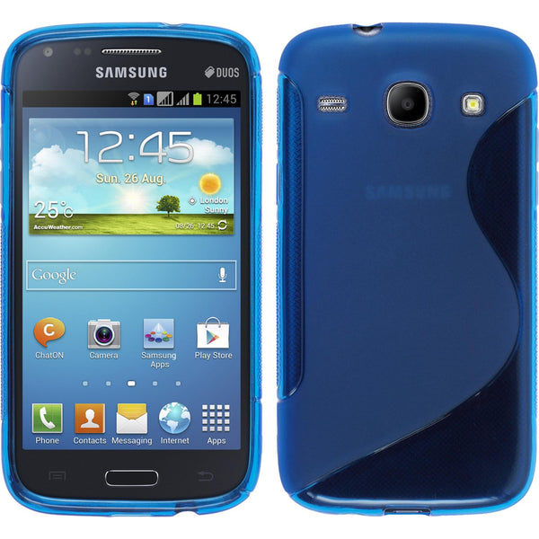 PhoneNatic Case kompatibel mit Samsung Galaxy Core - blau Silikon Hülle S-Style + 2 Schutzfolien