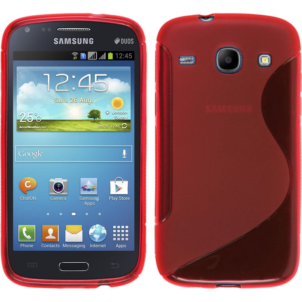 PhoneNatic Case kompatibel mit Samsung Galaxy Core - rot Silikon Hülle S-Style + 2 Schutzfolien
