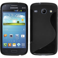 PhoneNatic Case kompatibel mit Samsung Galaxy Core - schwarz Silikon Hülle S-Style + 2 Schutzfolien