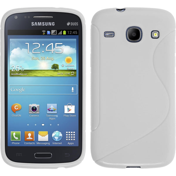 PhoneNatic Case kompatibel mit Samsung Galaxy Core - weiß Silikon Hülle S-Style + 2 Schutzfolien