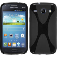 PhoneNatic Case kompatibel mit Samsung Galaxy Core - schwarz Silikon Hülle X-Style + 2 Schutzfolien